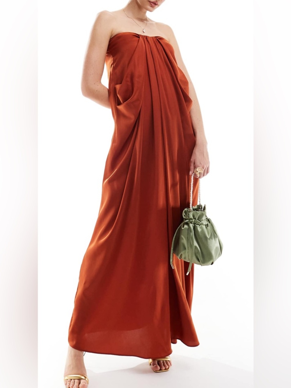 Strapless Rust Maxi Dress
